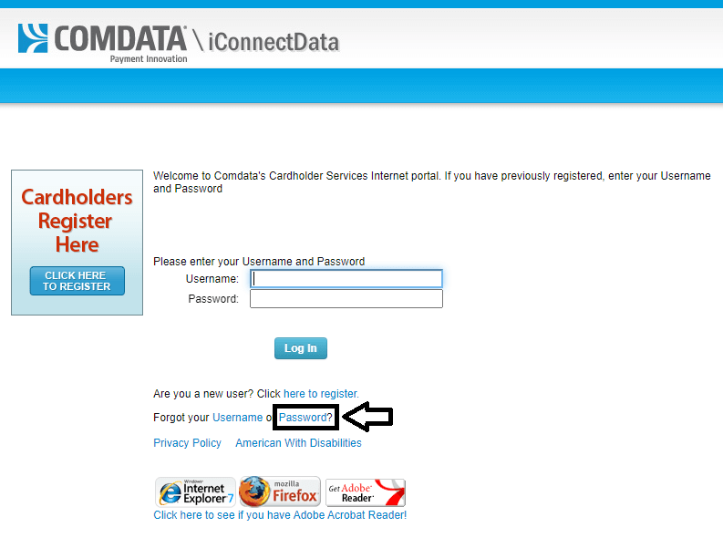 forgot comdata card login password