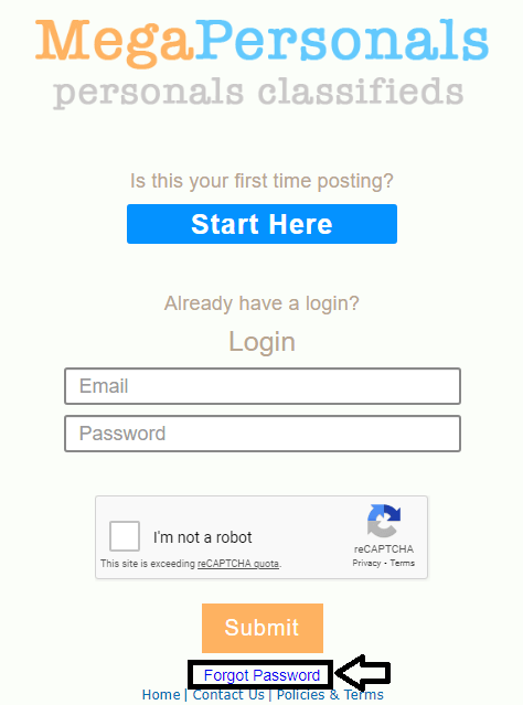 forgot megapersonal login password