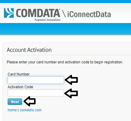 register on comdata card website
