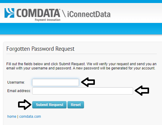 reset comdata card login password
