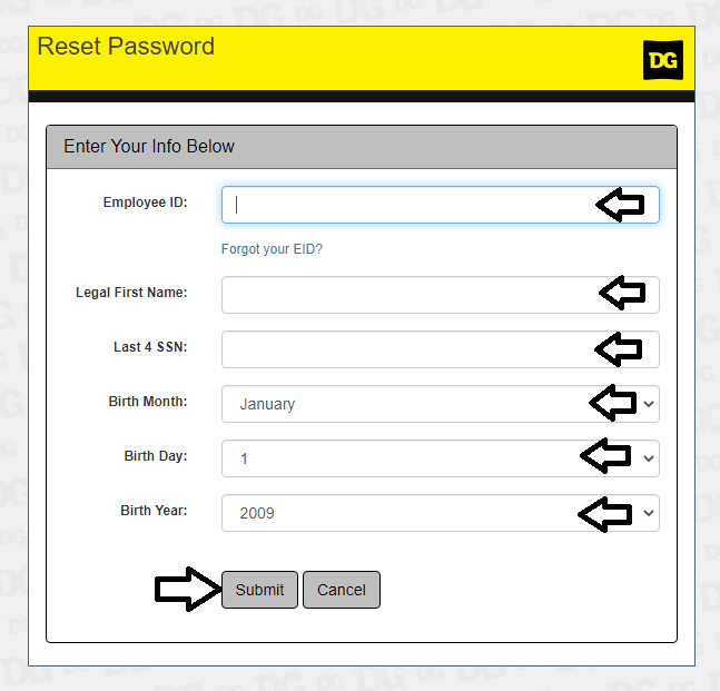 reset dgme login password
