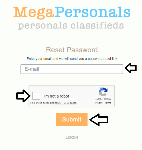 reset mega personal login password